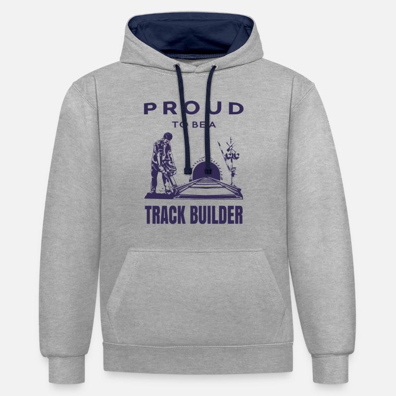 Fier constructeur de chenilles - Sweat à capuche contrasté - gris chiné/bleu marine