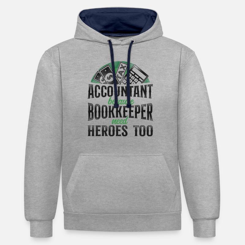 Comptable Comptable Comptable Comptabilité - Sweat à capuche contrasté - gris chiné/bleu marine