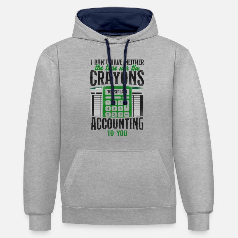 Comptable Comptable Comptable Comptabilité - Sweat à capuche contrasté - gris chiné/bleu marine