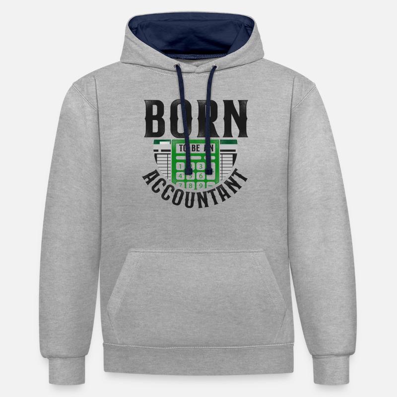 Comptable Comptable Comptable Comptabilité - Sweat à capuche contrasté - gris chiné/bleu marine