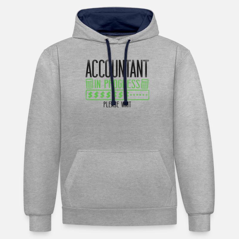 Comptable Comptable Comptable Comptabilité - Sweat à capuche contrasté - gris chiné/bleu marine