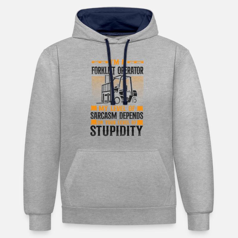Opérateur de chariot élévateur certifié - Sweat à capuche contrasté - gris chiné/bleu marine