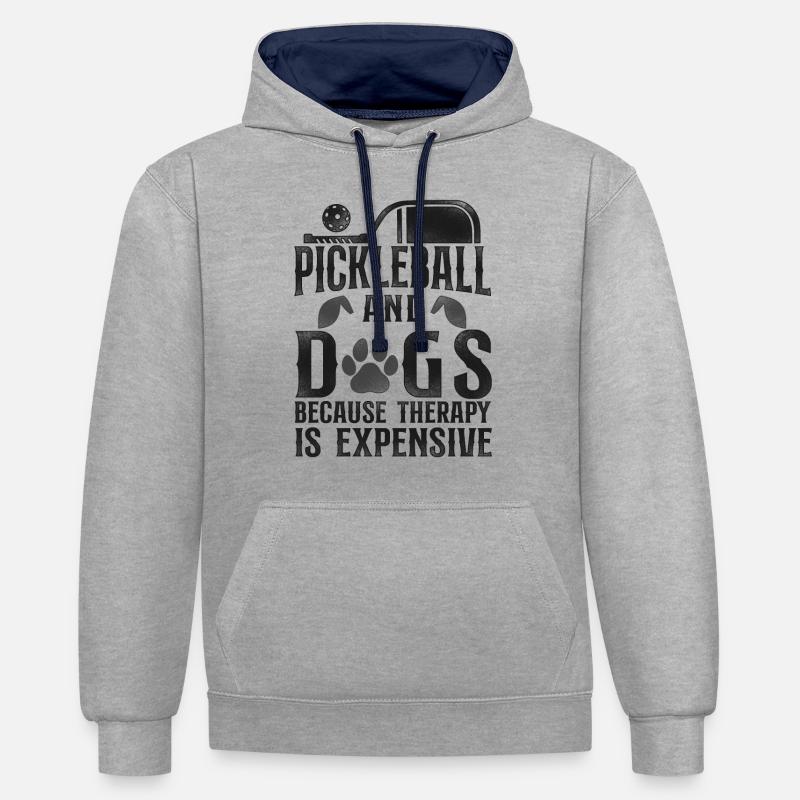 Pickleball Pickleball Et Chiens - Sweat à capuche contrasté - gris chiné/bleu marine