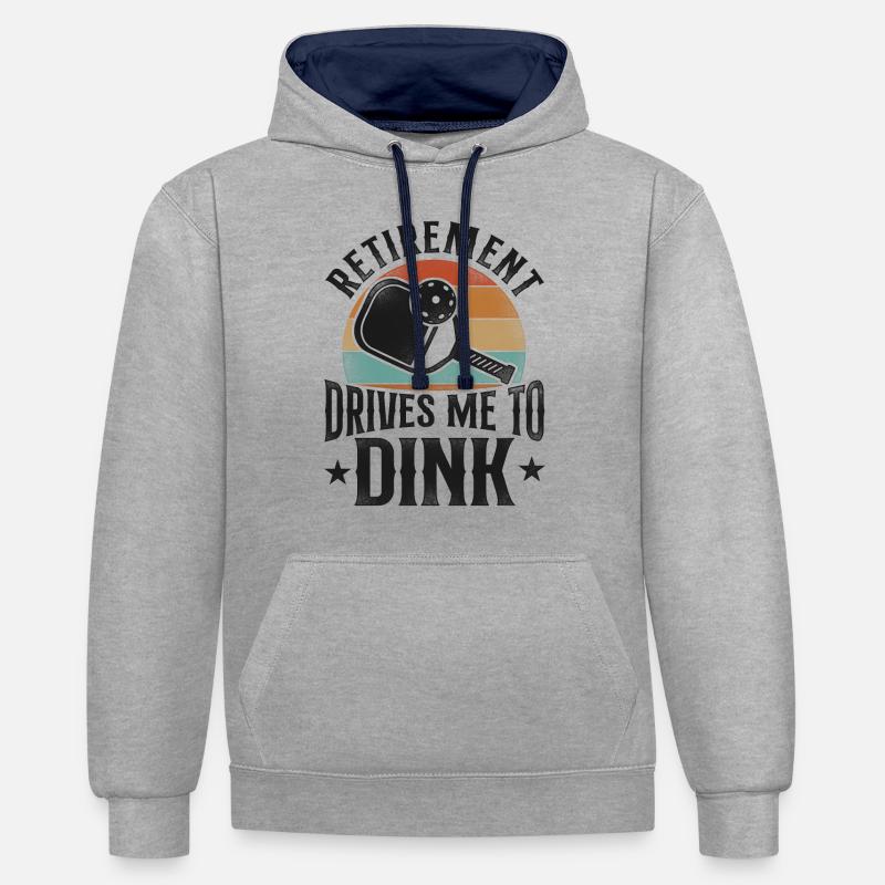 Pickleball Pun Retraité Rétro - Sweat à capuche contrasté - gris chiné/bleu marine
