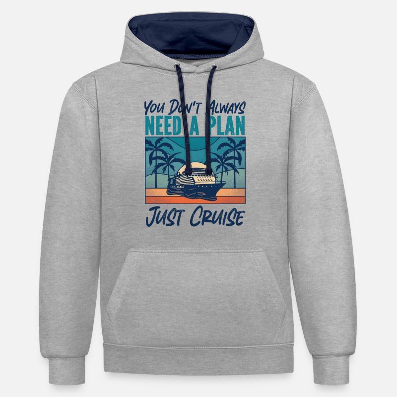 Croisière Vacances Rétro Vous - Sweat à capuche contrasté - gris chiné/bleu marine