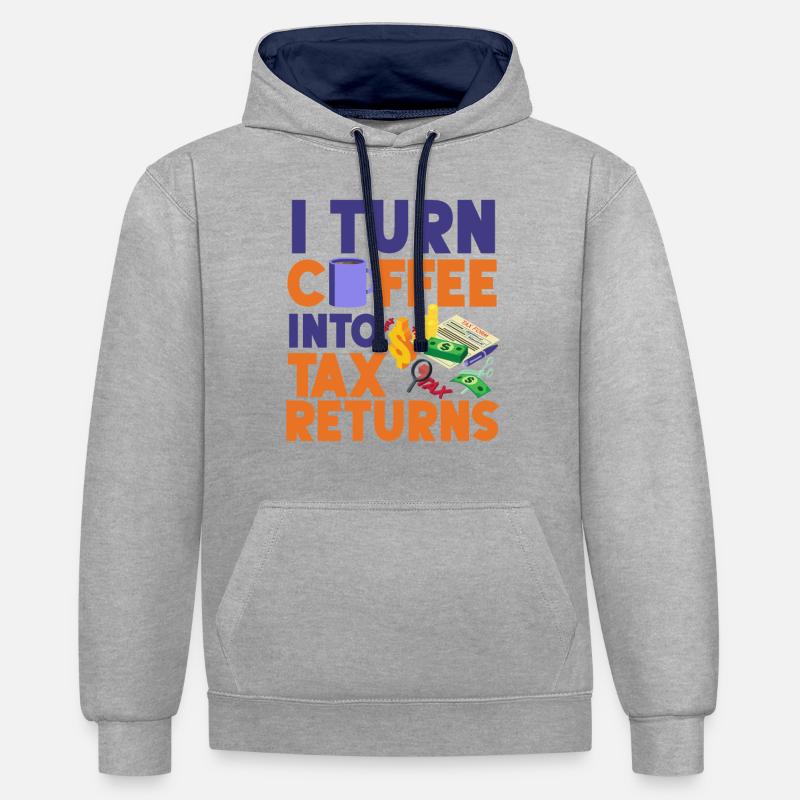 Comptable Comptable Comptable - Sweat à capuche contrasté - gris chiné/bleu marine