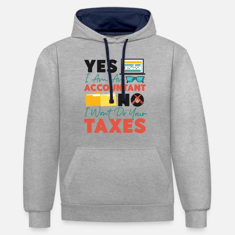 Comptable Comptable Comptable - Sweat à capuche contrasté - gris chiné/bleu marine