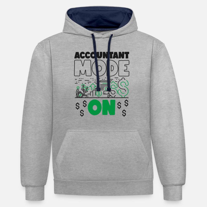 Comptable Comptable Comptable - Sweat à capuche contrasté - gris chiné/bleu marine