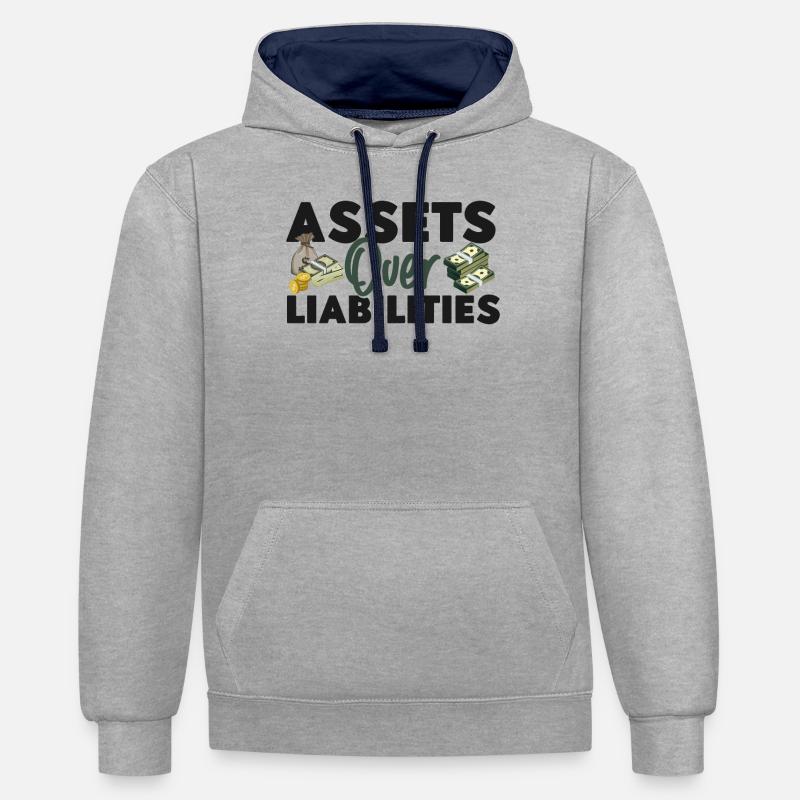 Comptable Comptable Comptable - Sweat à capuche contrasté - gris chiné/bleu marine