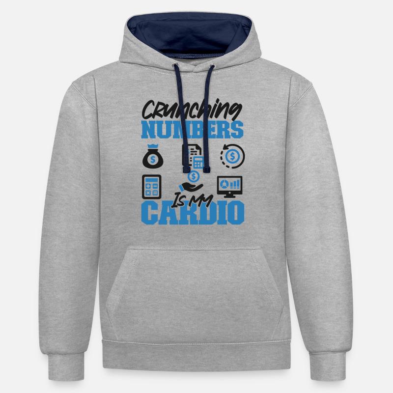 Comptable Comptable Comptable - Sweat à capuche contrasté - gris chiné/bleu marine