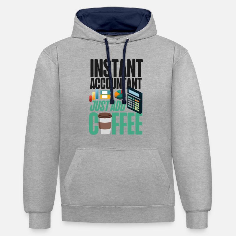 Comptable Comptable Comptable - Sweat à capuche contrasté - gris chiné/bleu marine