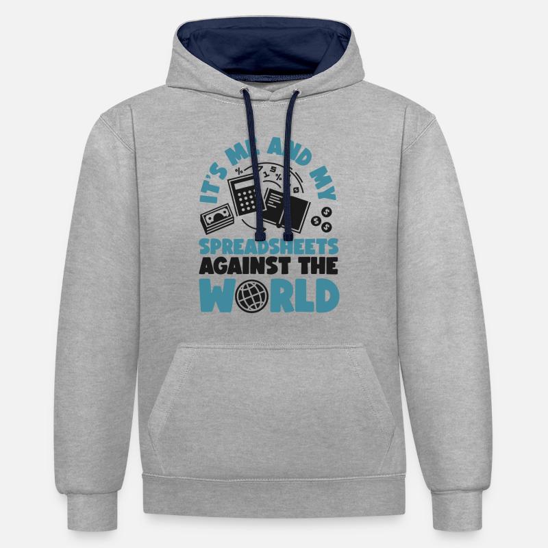 Comptable Comptable Comptable - Sweat à capuche contrasté - gris chiné/bleu marine