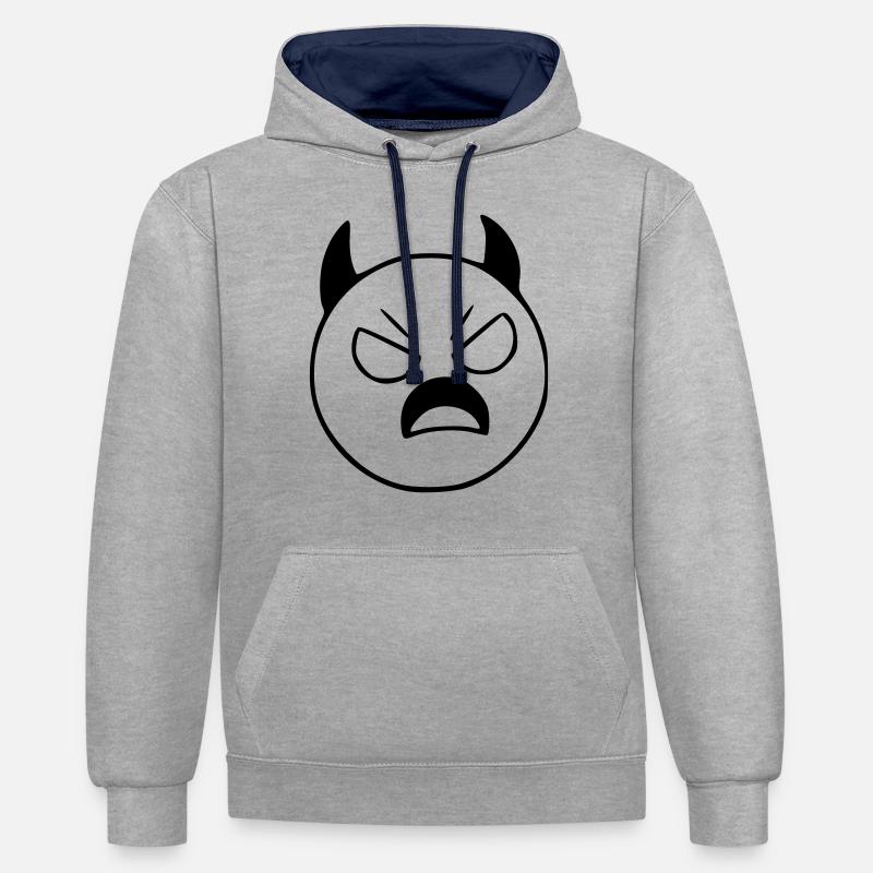 Emoji Sketch Devil Evil Black - Sweat à capuche contrasté - gris chiné/bleu marine