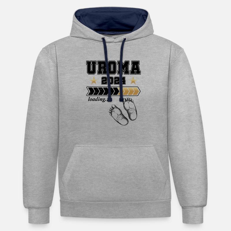 Werdende Uroma 2024 Loading - Kontrast-Hoodie - Grau meliert/Navy
