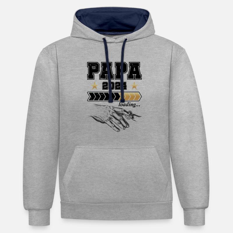 Werdender Papa 2024 Loading - Kontrast-Hoodie - Grau meliert/Navy