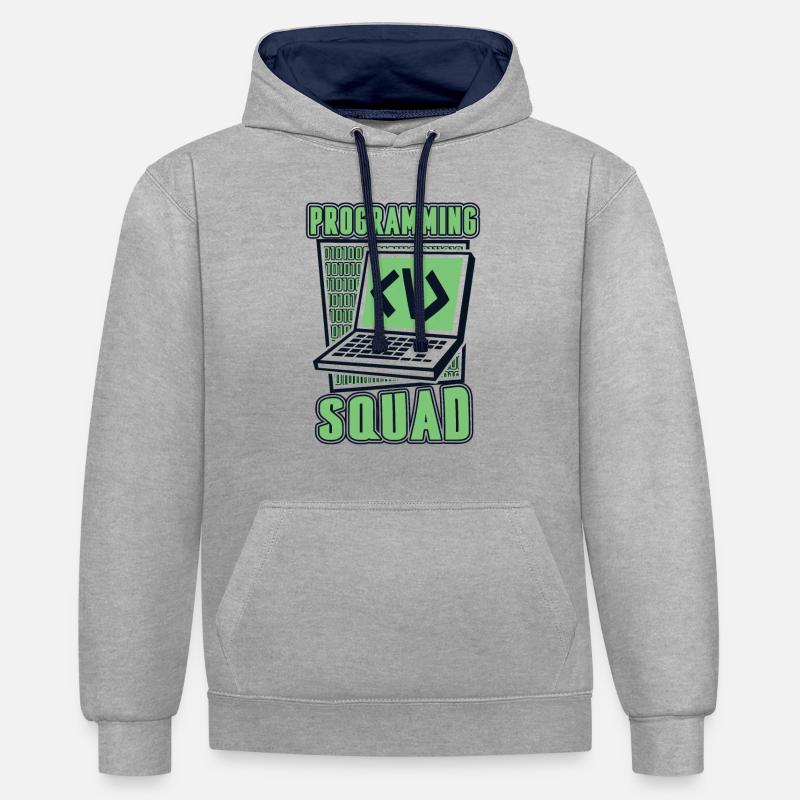 Développeur logiciel Programming Squad - Sweat à capuche contrasté - gris chiné/bleu marine