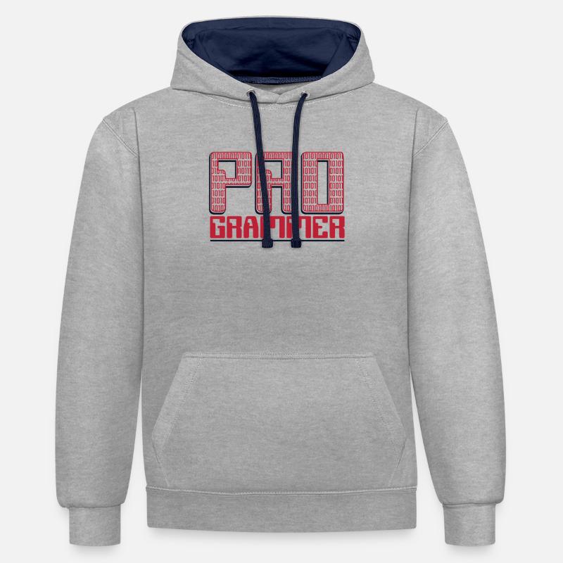 Programmeur Développeur logiciel Développeur Codeur - Sweat à capuche contrasté - gris chiné/bleu marine