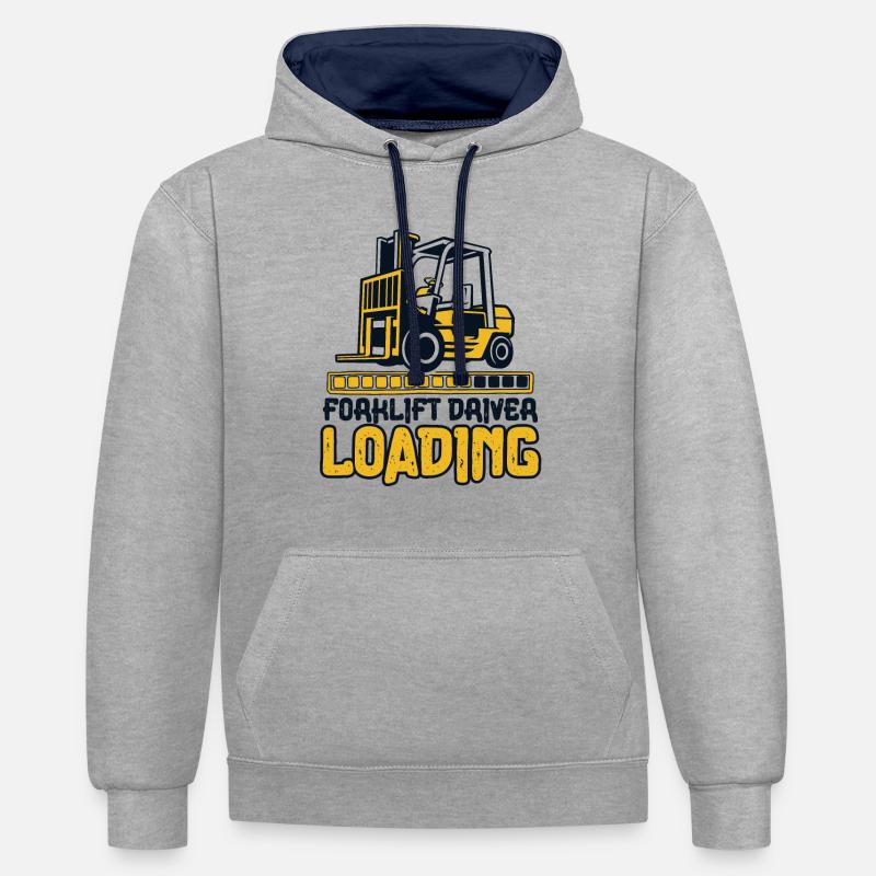Forklift Driver Loading Gabelstaplerfahrer - Contrast hoodie - heather grey/navy