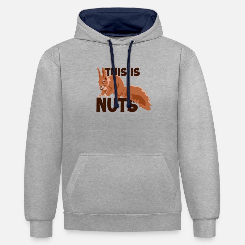 This Is Nuts Fuchshörnchen Grauhörnchen - Kontrast-Hoodie - Grau meliert/Navy