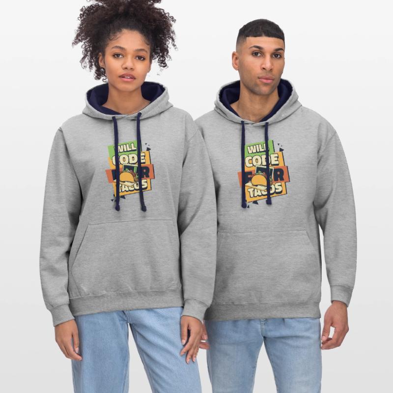 Will Code For Tacos Developer Coder Programmierer Kontrast-Hoodie