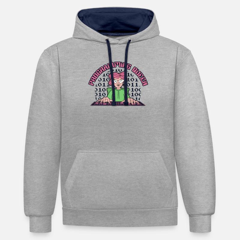 Programming Queen Softwareentwickler Developer - Kontrast-Hoodie - Grau meliert/Navy