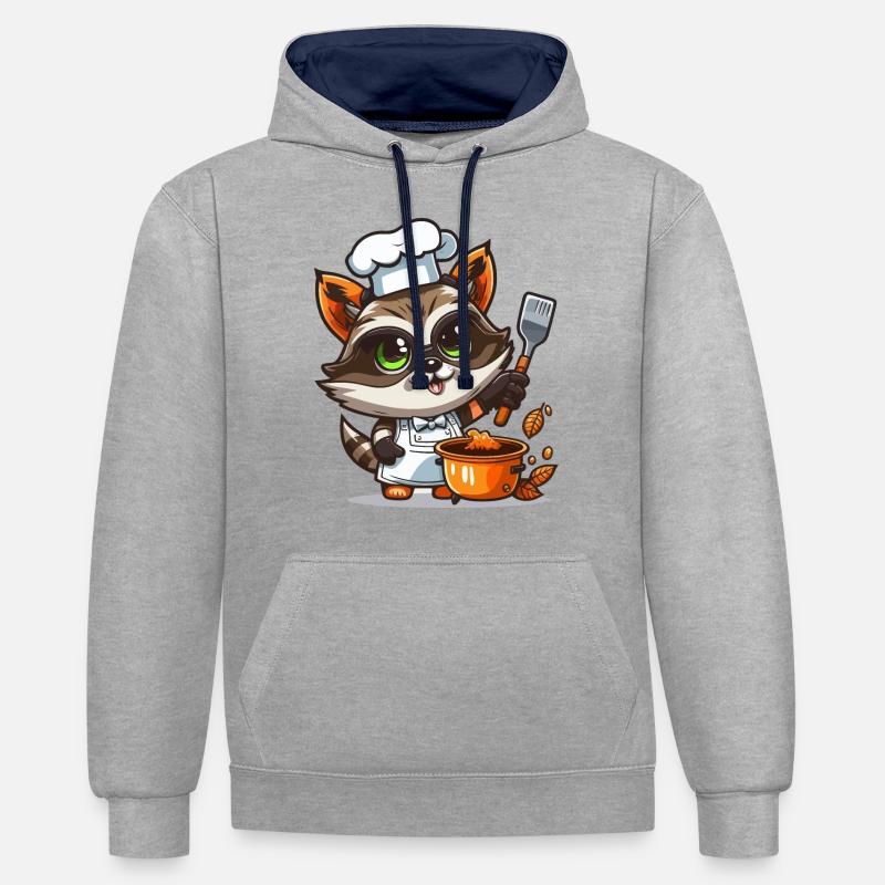 Cuisine du raton laveur - Sweat à capuche contrasté - gris chiné/bleu marine