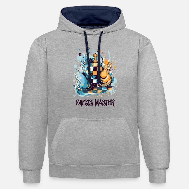 Chess Master - Sweat à capuche contrasté - gris chiné/bleu marine