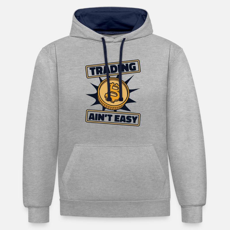 Trading Ain't Easy Blockchain Crypto - Kontrast-Hoodie - Grau meliert/Navy