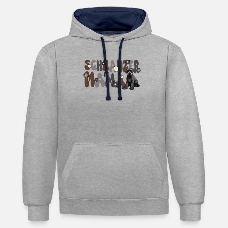 Schnauzer géant Groovy Schnauzer maman - Sweat à capuche contrasté - gris chiné/bleu marine
