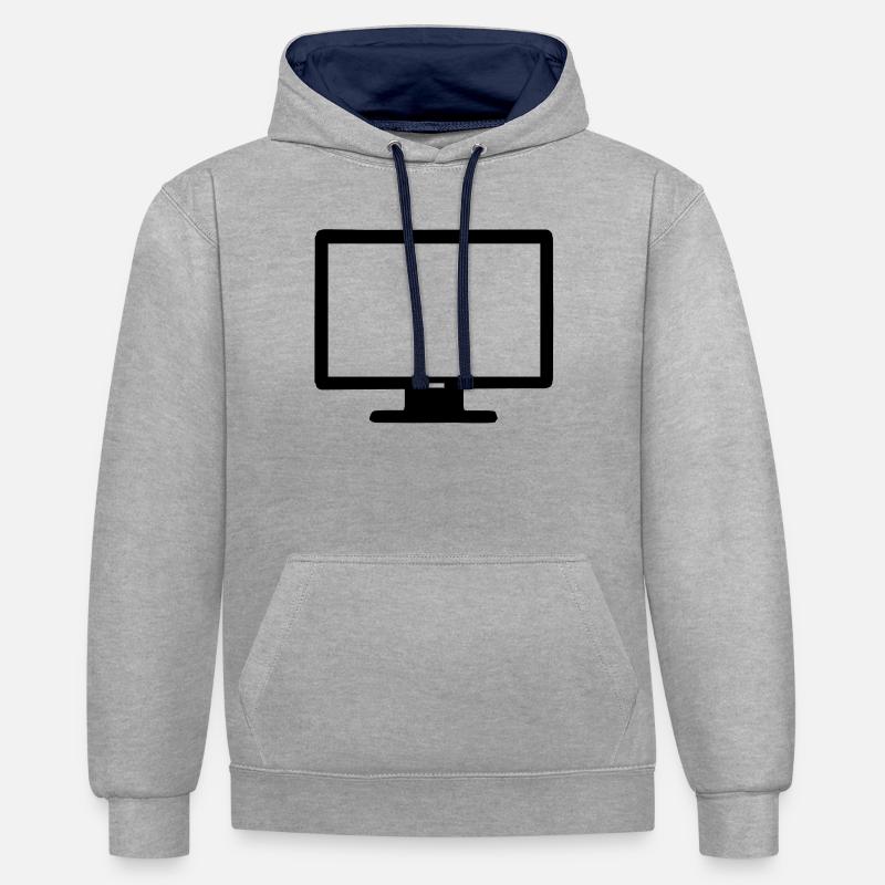 Computer Bildschirm - Kontrast-Hoodie - Grau meliert/Navy