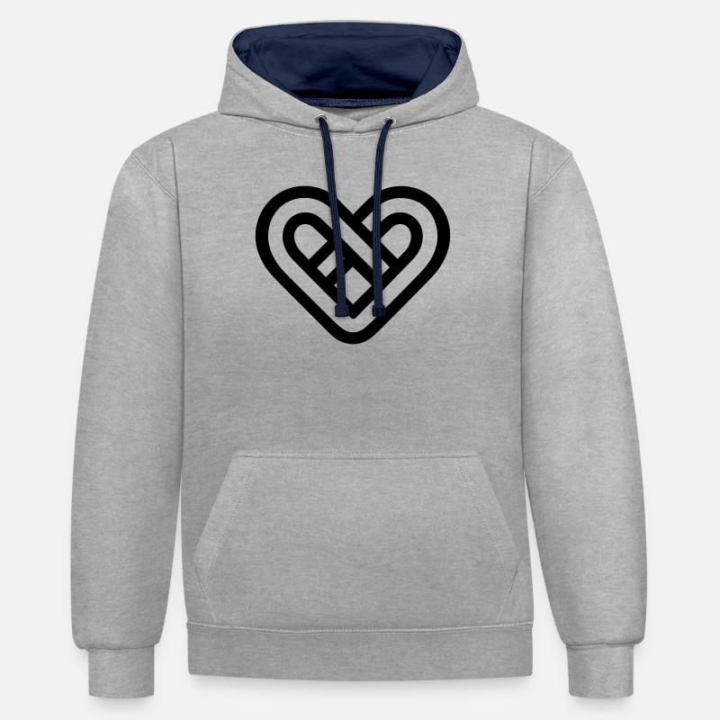 cœur infini - Sweat à capuche contrasté - gris chiné/bleu marine