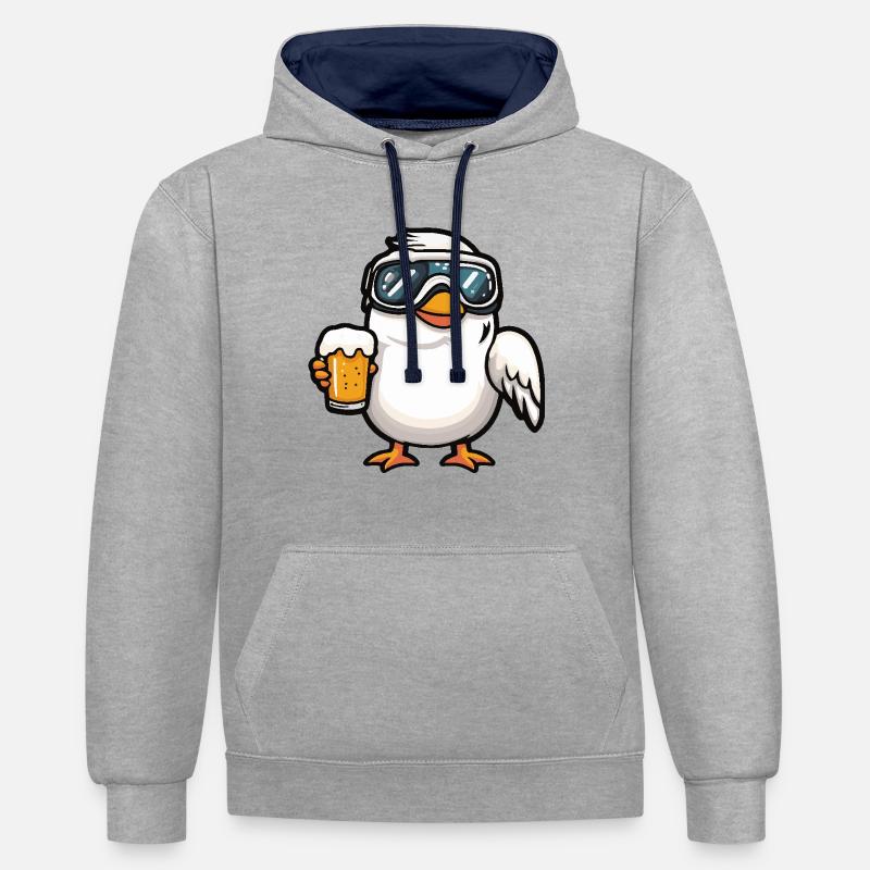 Taube Vogel Bière d’après-ski - Sweat à capuche contrasté - gris chiné/bleu marine