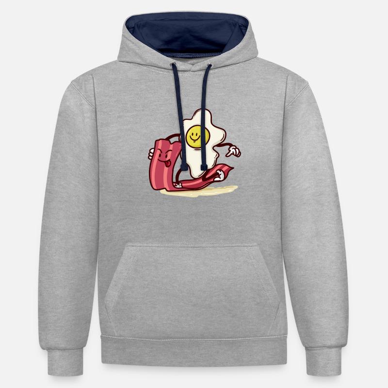 disque monte Egg Bacon - Sweat à capuche contrasté - gris chiné/bleu marine