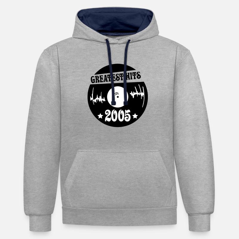 Millésime 2005 - Sweat à capuche contrasté - gris chiné/bleu marine
