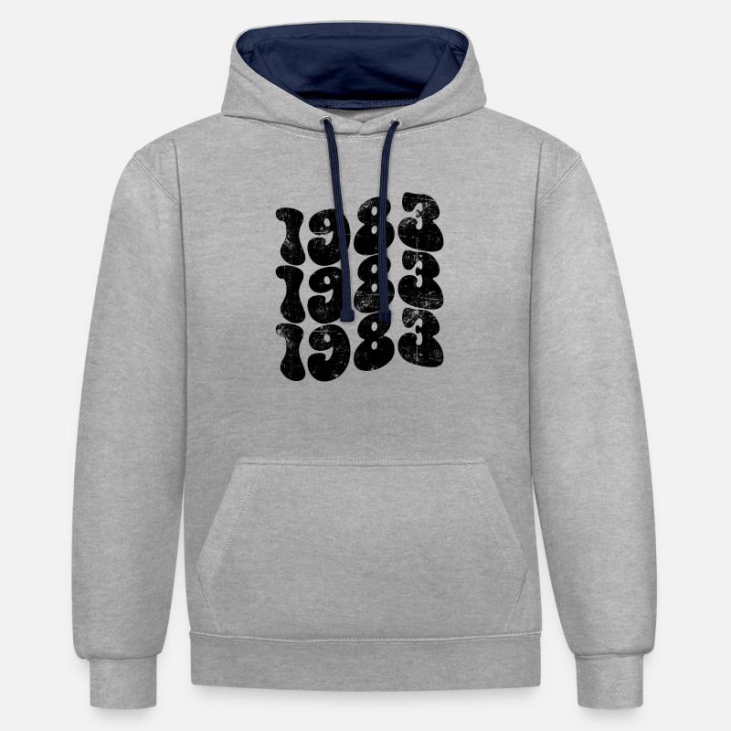 1983 40e anniversaire - Sweat à capuche contrasté - gris chiné/bleu marine