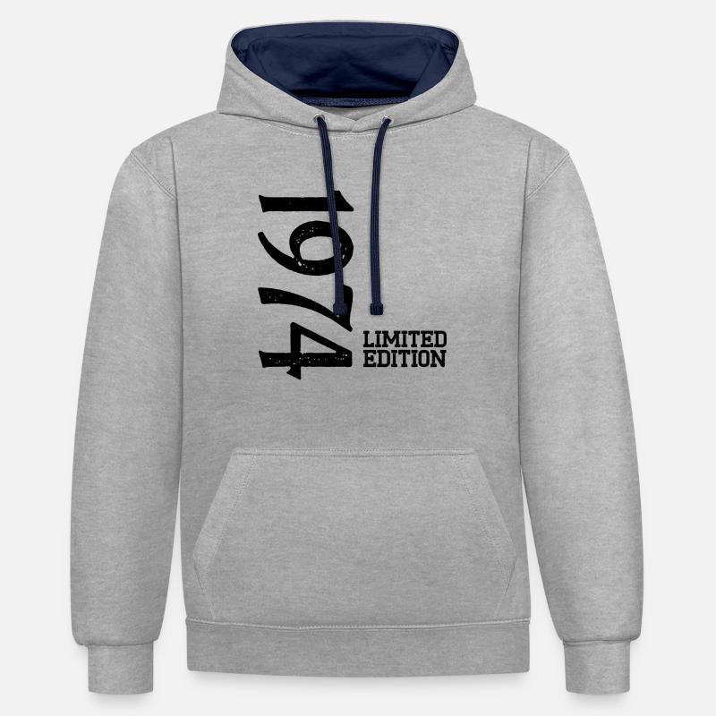 Millésime 1974 - Sweat à capuche contrasté - gris chiné/bleu marine