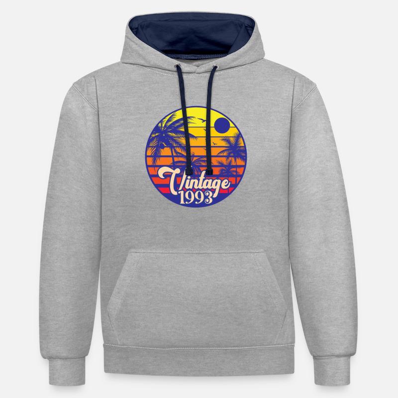 1993 30e anniversaire - Sweat à capuche contrasté - gris chiné/bleu marine