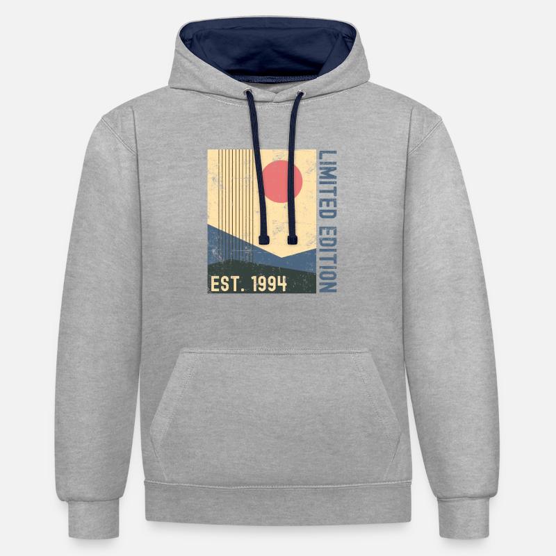 Millésime 1994 - Sweat à capuche contrasté - gris chiné/bleu marine