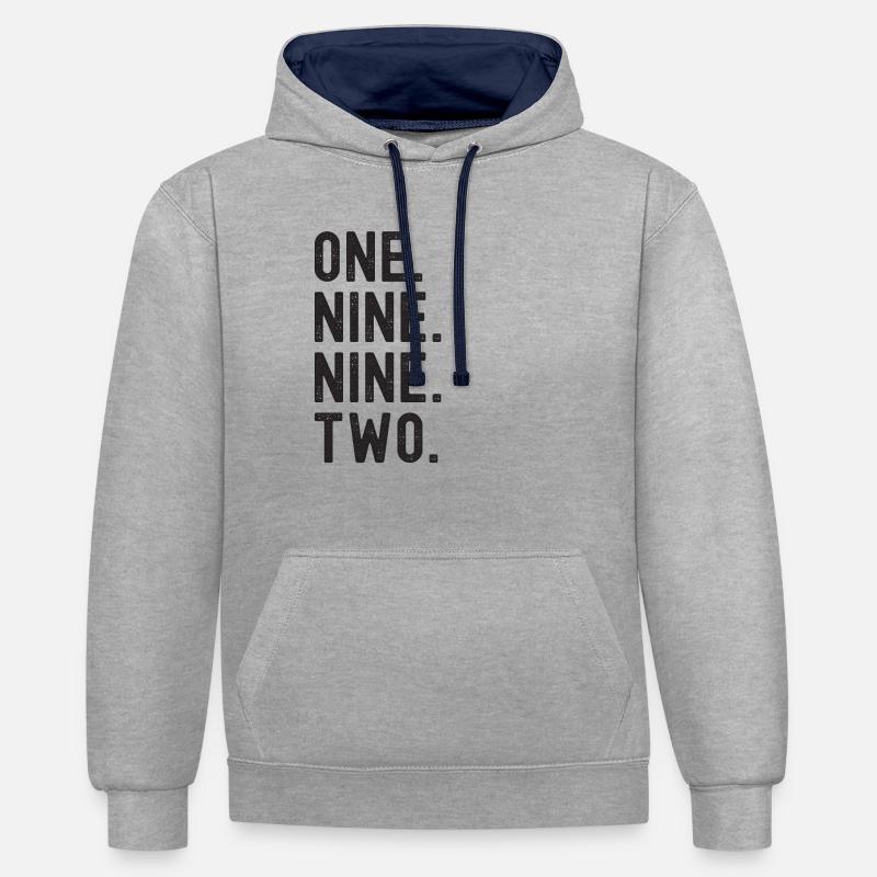 Millésime 1992 - Sweat à capuche contrasté - gris chiné/bleu marine