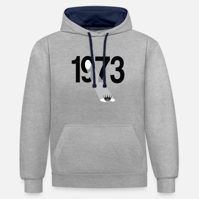 Millésime 1973 - Sweat à capuche contrasté - gris chiné/bleu marine