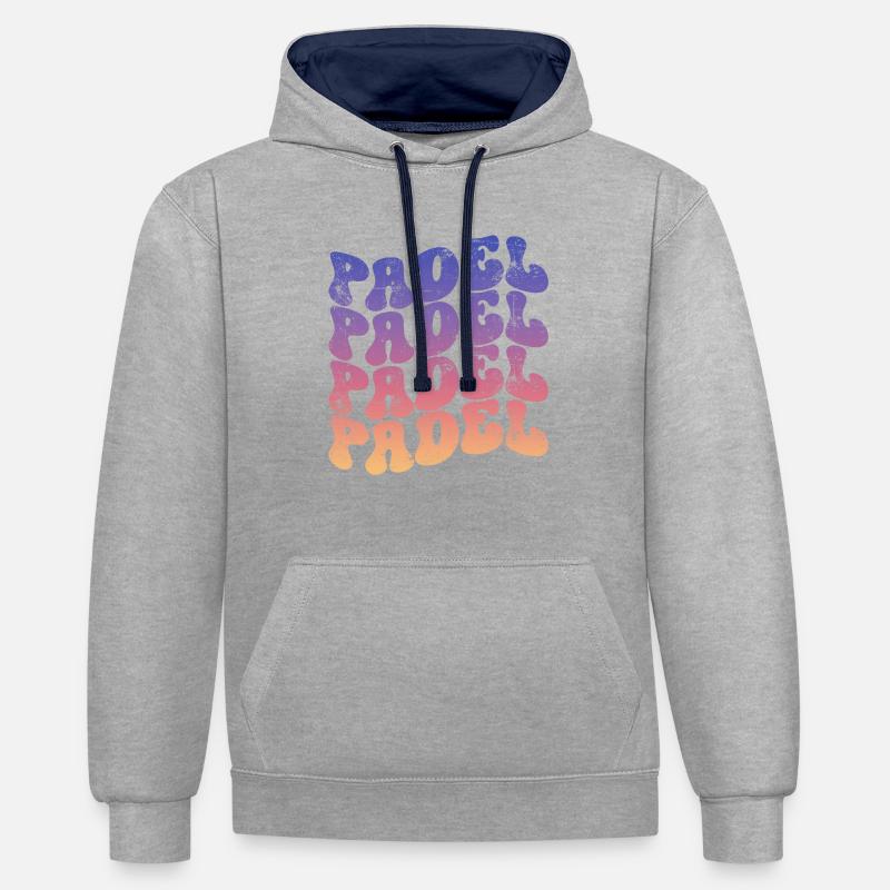 Pádel Retro - Sweat à capuche contrasté - gris chiné/bleu marine