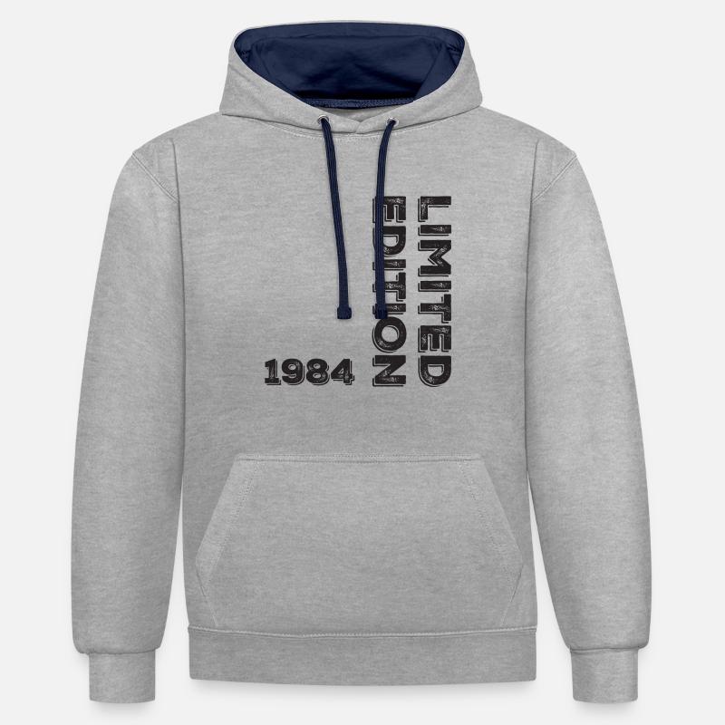 Millésime 1984 - Sweat à capuche contrasté - gris chiné/bleu marine