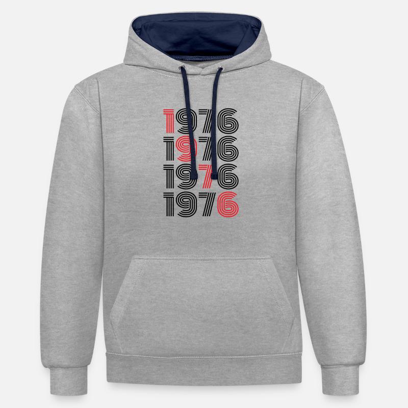 Millésime 1976 - Sweat à capuche contrasté - gris chiné/bleu marine
