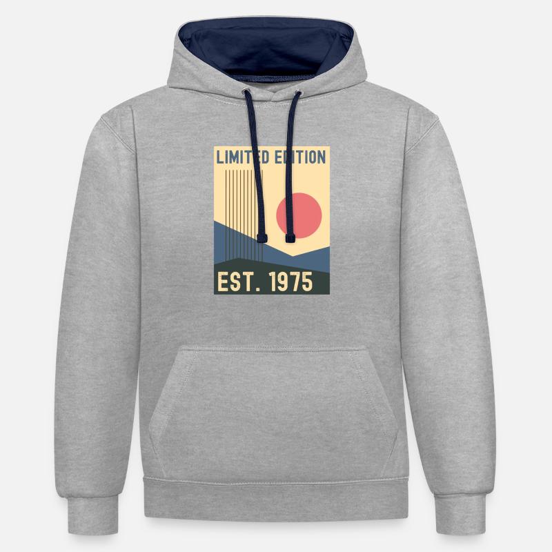 Millésime 1975 - Sweat à capuche contrasté - gris chiné/bleu marine