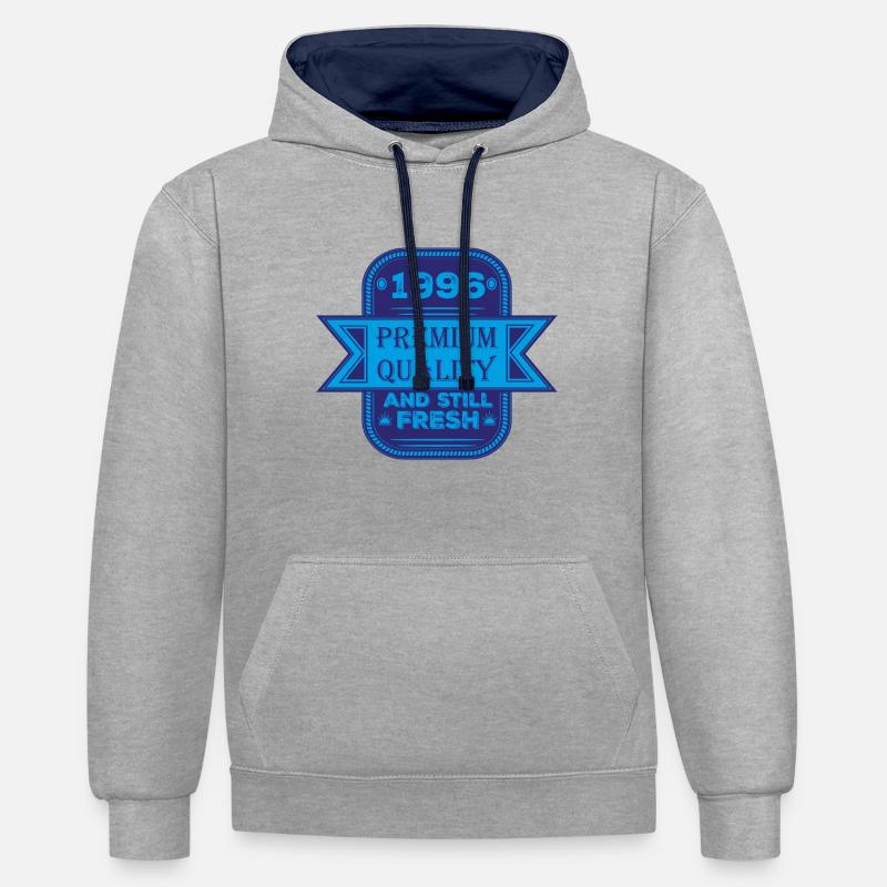Millésime 1996 - Sweat à capuche contrasté - gris chiné/bleu marine