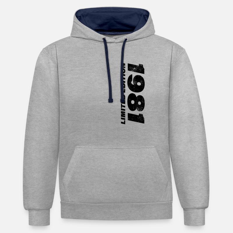 Millésime 1981 - Sweat à capuche contrasté - gris chiné/bleu marine