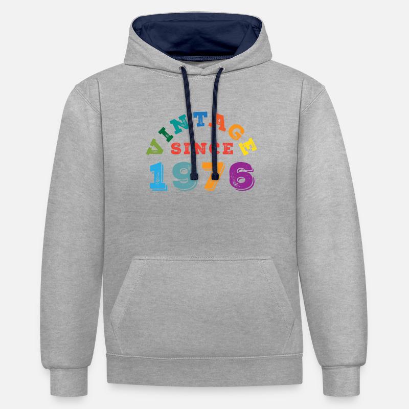 Millésime 1976 - Sweat à capuche contrasté - gris chiné/bleu marine
