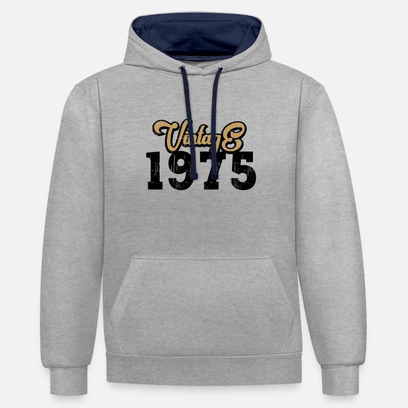 Millésime 1975 - Sweat à capuche contrasté - gris chiné/bleu marine