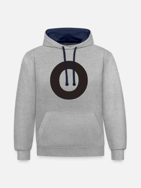 O - Sweat à capuche contrasté - gris chiné/bleu marine