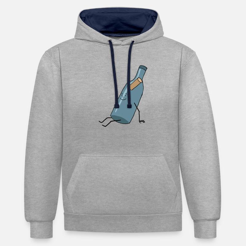 entérocoques - Sweat à capuche contrasté - gris chiné/bleu marine